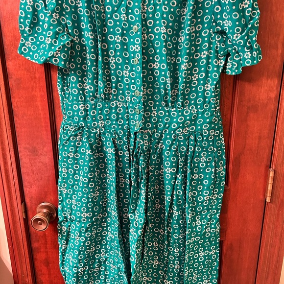 KARIN STEVENS VTG 80s Drop Waist Puff Sleeve Dress. Size 12 Petites - Picture 2 of 7